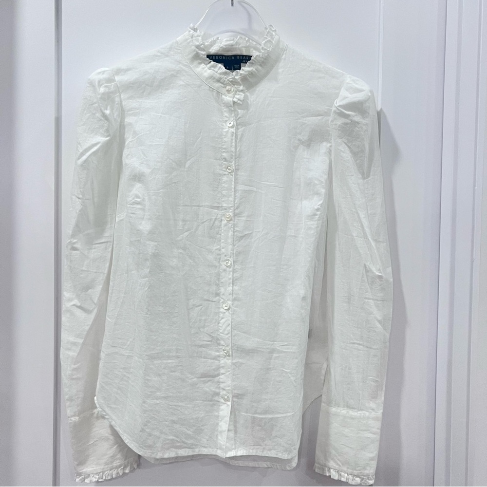 Veronica Beard Button Down Ruffle Collar Cotton B… - image 9